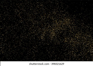 Gold glitter texture on a black background. Golden explosion of confetti. Golden grainy abstract texture on a black background. Design element. Vector illustration,eps 10.
