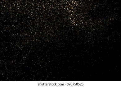Gold glitter texture on a black background. Golden explosion of confetti. Golden grainy abstract texture on a black background. Design element. Vector illustration,eps 10.