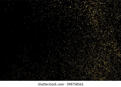 Gold glitter texture on a black background. Golden explosion of confetti.  Design element. Vector illustration,eps 10.