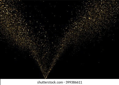 Gold glitter texture on a black background. Golden explosion of confetti. Golden grainy abstract texture on a black background. Design element. Vector illustration,eps 10.