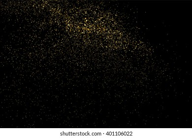 Gold glitter texture on a black background. Golden explosion of confetti.  Design element. Vector illustration,eps 10.