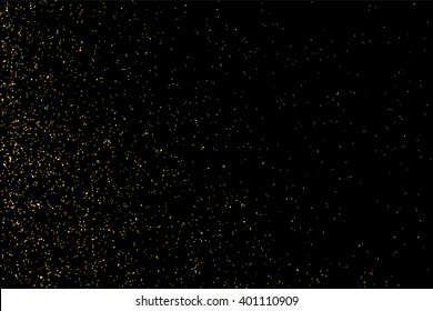 Gold glitter texture on a black background. Golden explosion of confetti. Golden grainy abstract texture on a black background. Design element. Vector illustration,eps 10.