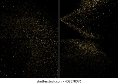Gold glitter texture on a black background.. Set design element. Vector illustration,eps 10.t vec