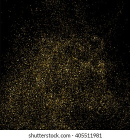 Gold glitter texture on a black background. Aureate design element. Golden explosion of confetti. Vector illustration,eps 10.