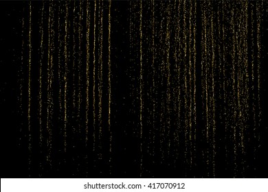 Gold glitter texture on a black background. Golden explosion of confetti. Golden grainy abstract texture on a black background. Design element. Vector illustration,eps 10.