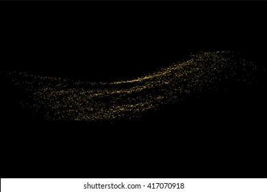 Gold glitter texture on a black background. Golden explosion of confetti. Golden grainy abstract texture on a black background. Design element. Vector illustration,eps 10.