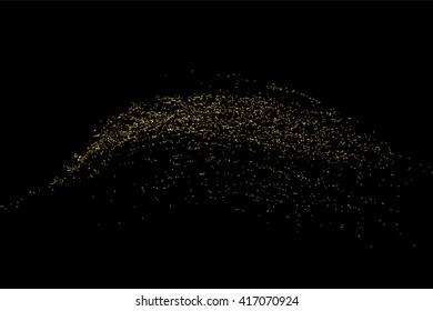 Gold glitter texture on a black background. Golden explosion of confetti. Golden grainy abstract texture on a black background. Design element. Vector illustration,eps 10.