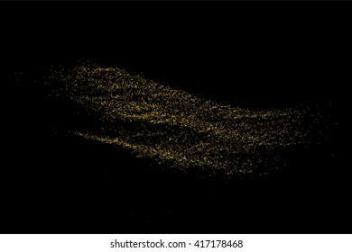 Gold glitter texture on a black background. Golden explosion of confetti. Golden grainy abstract texture on a black background. Design element. Vector illustration,eps 10.