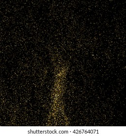 Gold glitter texture on a black background. Aureate design element. Golden explosion of confetti. Vector illustration,eps 10.