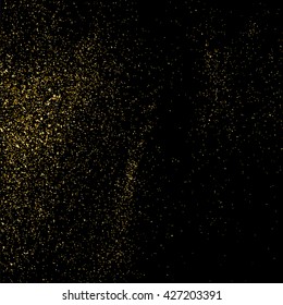 Gold glitter texture on a black background. Aureate design element. Golden explosion of confetti. Vector illustration,eps 10.