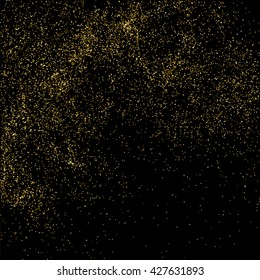 Gold glitter texture on a black background. Aureate design element. Golden explosion of confetti. Vector illustration,eps 10.