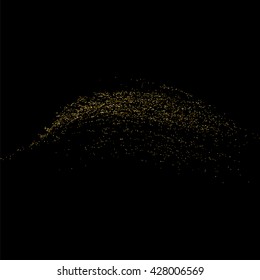 Gold glitter texture on a black background. Aureate design element. Golden explosion of confetti. Vector illustration,eps 10.