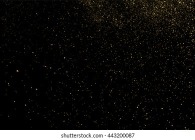 Gold glitter texture on a black background. Golden explosion of confetti.  Design element. Vector illustration,eps 10.