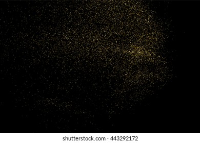 Gold glitter texture on a black background. Golden explosion of confetti.  Design element. Vector illustration,eps 10.