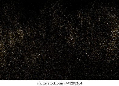 Gold glitter texture on  black background. Golden explosion of confetti. Design element.  Vector illustration,eps 10.