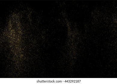 Gold glitter texture on a black background. Golden explosion of confetti.  Design element. Vector illustration,eps 10.