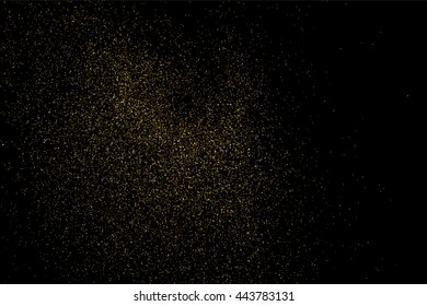 Gold glitter texture on  black background. Golden explosion of confetti. Design element.  Vector illustration,eps 10.