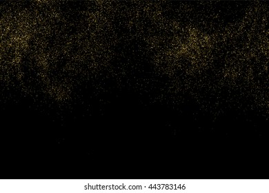 Gold glitter texture on  black background. Golden explosion of confetti. Design element.  Vector illustration,eps 10.