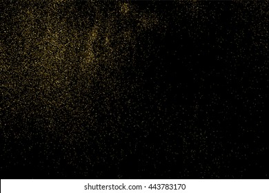 Gold glitter texture on  black background. Golden explosion of confetti. Design element.  Vector illustration,eps 10.