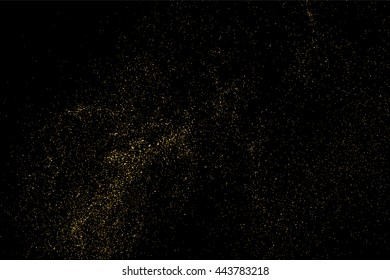 Gold glitter texture on  black background. Golden explosion of confetti. Design element.  Vector illustration,eps 10.