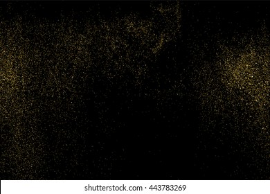 Gold glitter texture on  black background. Golden explosion of confetti. Design element.  Vector illustration,eps 10.