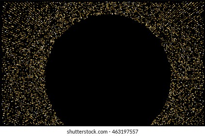 Gold glitter texture on a black background. Golden grainy abstract texture. Golden confetti background. Vector illustration.