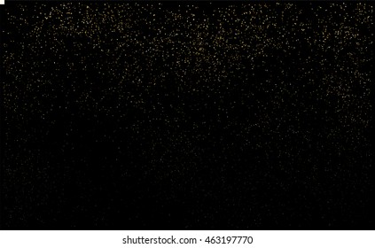 Gold glitter texture on a black background. Golden grainy abstract texture. Golden confetti background. Vector illustration.