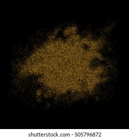 Gold glitter texture on a black background. Vector illustration