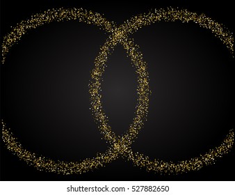 Gold glitter texture on a black background. Golden grainy abstract texture. Golden confetti background. Vector illustration.