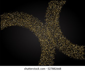 Gold glitter texture on a black background. Golden grainy abstract texture. Golden confetti background. Vector illustration.