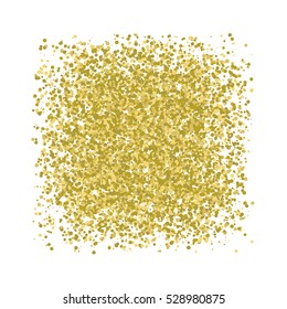 Gold glitter texture on a black background. Golden grainy abstract texture. Golden confetti background. Vector illustration.