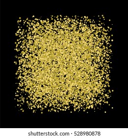 Gold glitter texture on a black background. Golden grainy abstract texture. Golden confetti background. Vector illustration.