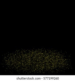 Gold glitter texture on black background. Golden explosion of confetti. Golden grainy abstract texture on black background. Holiday background. Design element. Vector illustration,eps 10.