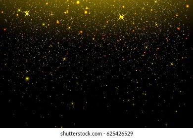 Gold glitter texture on a black background. Vector illustration