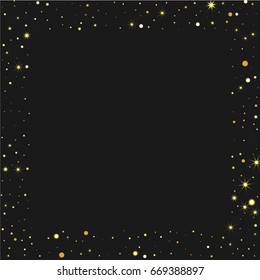 Gold glitter texture on a black background. Golden explosion of confetti. Golden grainy abstract texture on a black background. Design element. Vector illustration,eps 10.