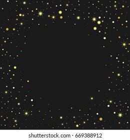 Gold glitter texture on a black background. Golden explosion of confetti. Golden grainy abstract texture on a black background. Design element. Vector illustration,eps 10.