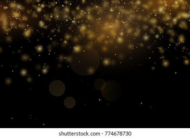 Gold glitter texture on a black background