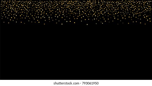 Gold glitter texture on a black background. Stylish fashion black vector backdrop, scattered dust. Magic mist glowing. grainy abstract texture