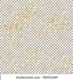 Gold glitter texture on transparent background. Golden explosion of confetti. Vector illustration