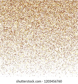 Gold glitter texture on a white background. Holiday background. Golden explosion of confetti.