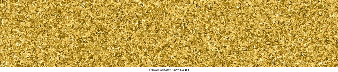 Gold Glitter Textur auf Weiß. Horizontales, langes Banner für Site.Panorama-Hintergrund. Goldene Explosion von Confetti. Vektorgrafik, EPS10.