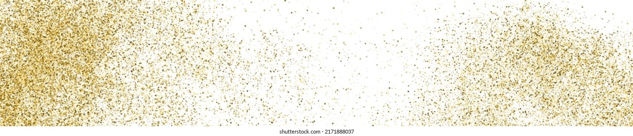 Textura De Glitter De Oro En Blanco. Banner Horizontal Largo Para El Sitio. Fondo Panorámico De Celebración. Explosión Dorada De Confetti. Ilustración De Vectores, Eps 10.