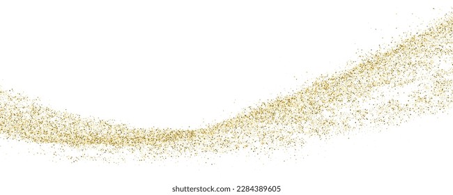 Gold Glitter Texture On White. Horizontal Long Banner For Site. Panoramic Celebratory Background. Golden Explosion Of Confetti. Vector Illustration, Eps 10.