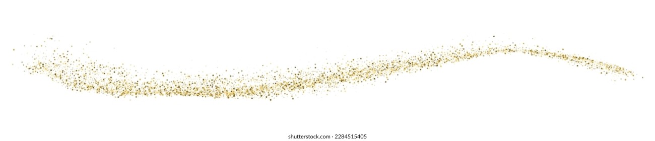 Gold Glitter Texture On White. Horizontal Long Banner For Site. Panoramic Celebratory Background. Golden Explosion Of Confetti. Vector Illustration, Eps 10.