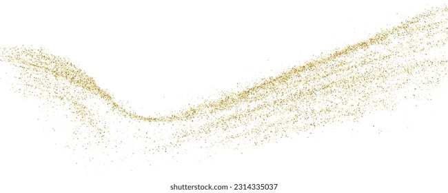 Gold Glitter Texture On White. Horizontal Long Banner For Site. Panoramic Celebratory Background. Golden Explosion Of Confetti. Vector Illustration, Eps 10.