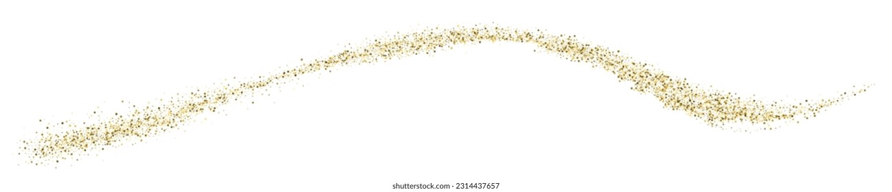 Gold Glitter Texture On White. Horizontal Long Banner For Site. Panoramic Celebratory Background. Golden Explosion Of Confetti. Vector Illustration, Eps 10.