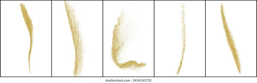 Gold Glitter Textur auf weißem Hintergrund. Goldenes Muster. Hellgelbe Konfettiexplosion. Kollektion Vektorillustration. EPS 10.	