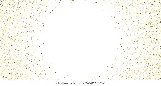 Gold glitter texture on white background. Golden confetti explosion. Golden abstract texture on grainy white background. Design element. Vector illustration, 10 eps.