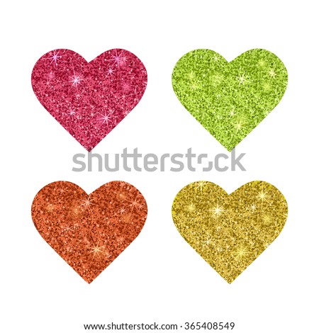 gold glitter texture set of hearts object element symbol love heart shape isolated silhouette