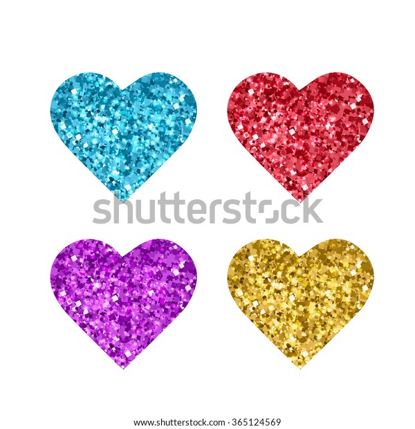 Gold Glitter Texture Set Hearts Object Stock Vector (Royalty Free ...